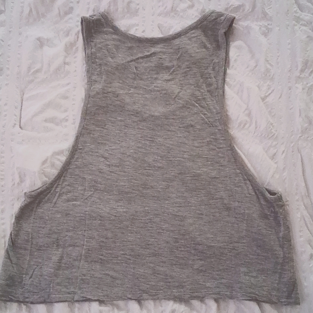 Jurassic Park Racerback Cropped Tank Top with Reflective Neon Rainbow Design - Picture 4 of 4